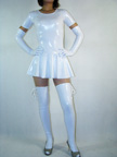 Sexy white Halter Pleated Shiny zentai Dress